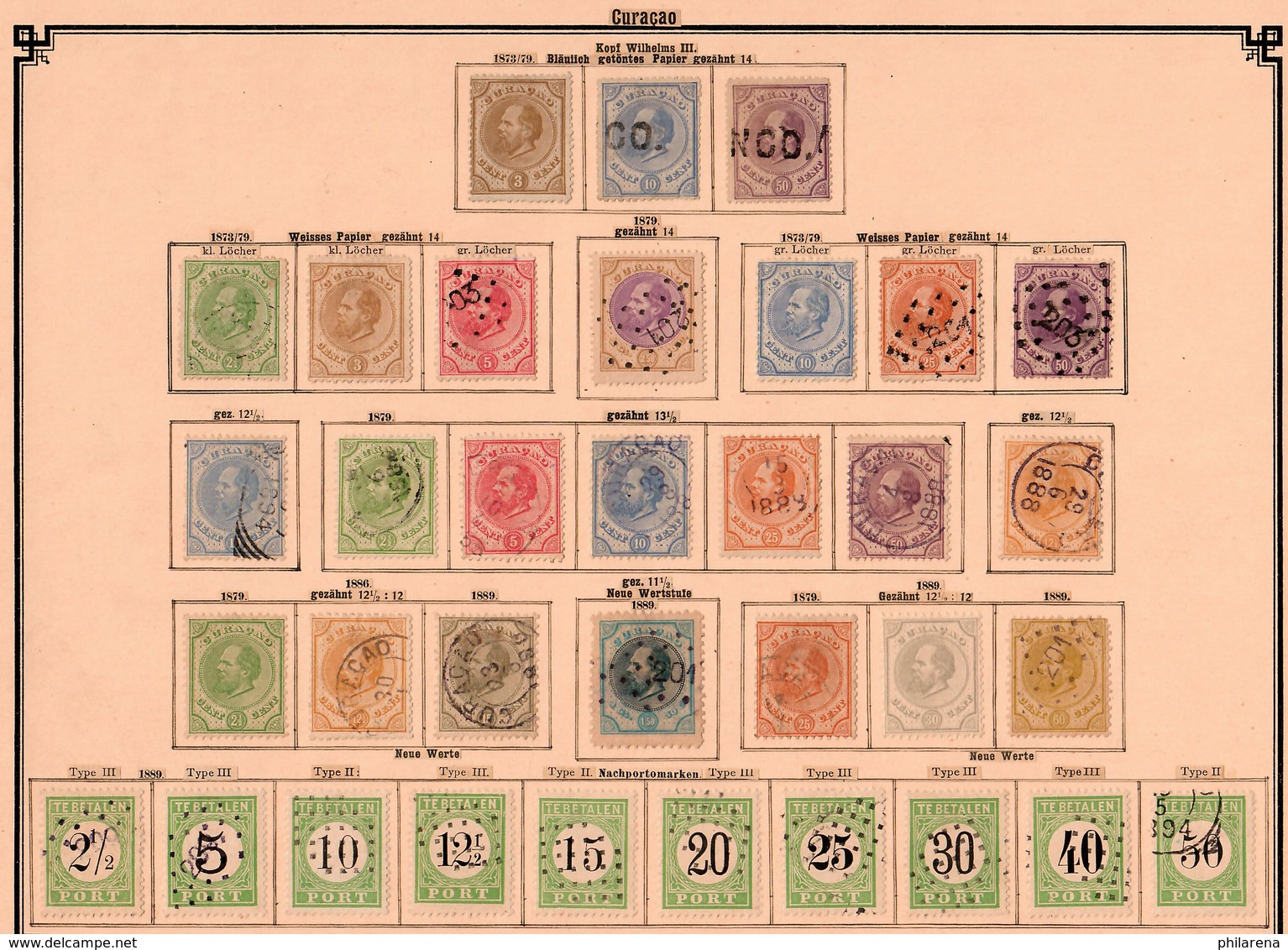 Curacao 1873-1906: Nearly Complete Incl. Portomarken #1-10 Complete O/* - Curacao, Netherlands Antilles, Aruba