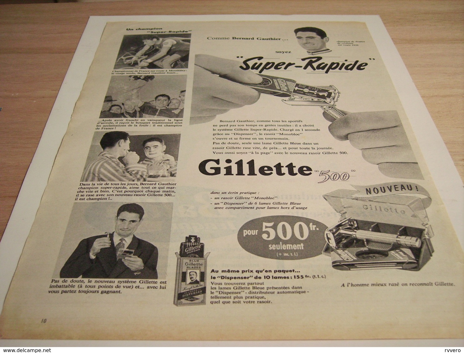 ANCIENNE PUBLICITE UN CHAMPION SUPER RAPIDE COMME BERNARD GAUTHIER ET GILLETTE 1958 - Automobile - F1