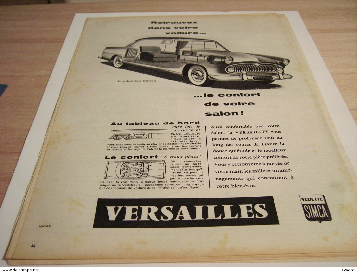 ANCIENNE PUBLICITE VOITURE VERSAILLE DE SIMCA 1957 - Affiches