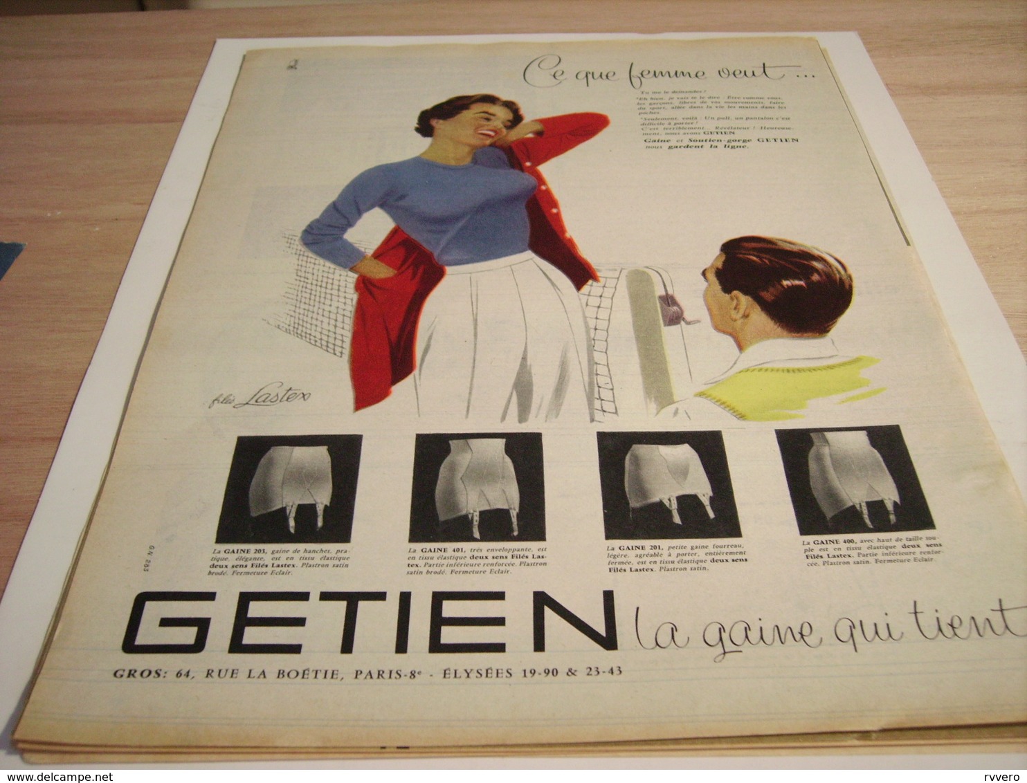 ANCIENNE PUBLICITE CE QUE FEMME VEUT LA GAINE QUI TIENT DE GETIEN 1957 - Other & Unclassified