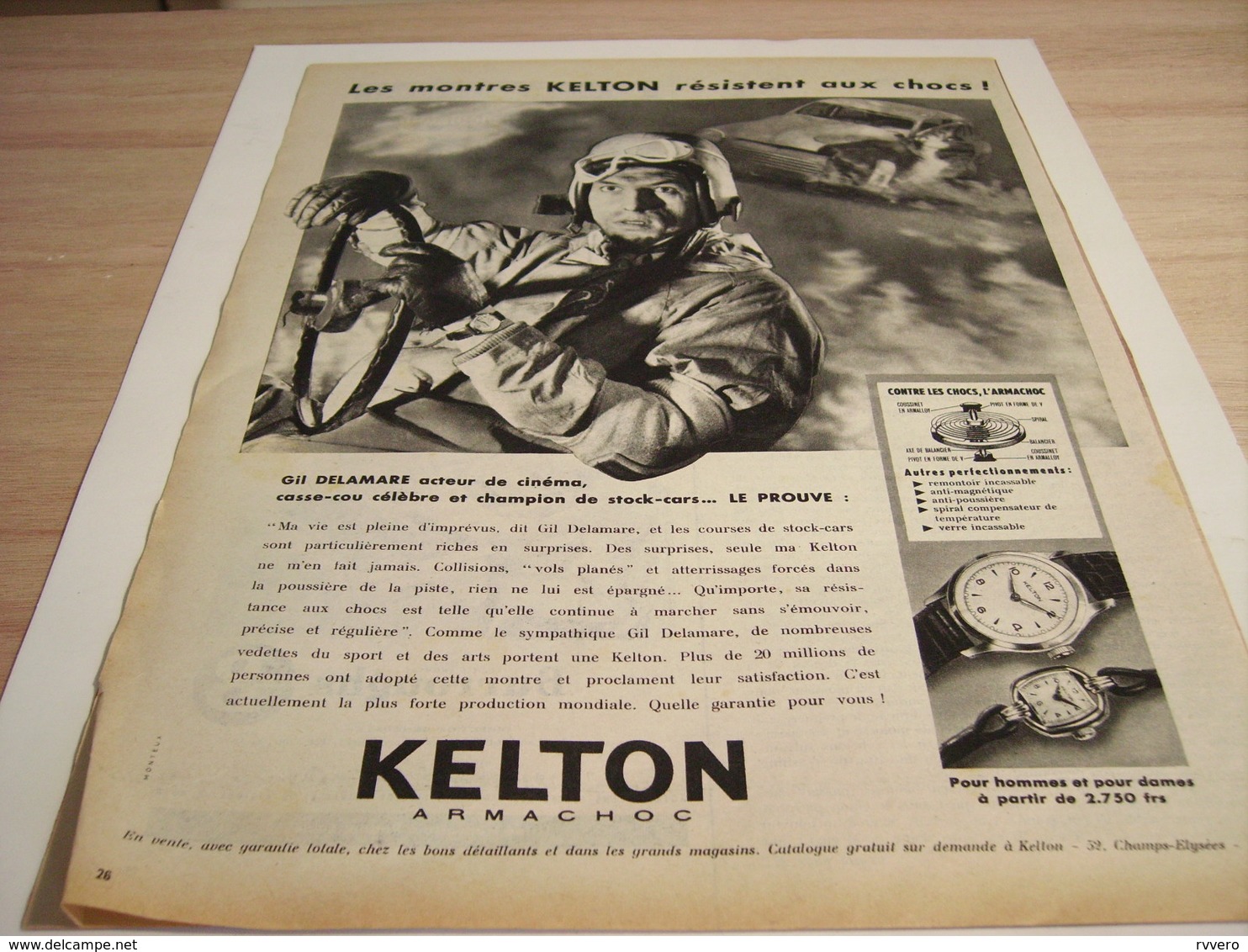 ANCIENNE PUBLICITE RESISTE AUX CHOCS MONTRE KELTON  1957 - Autres & Non Classés