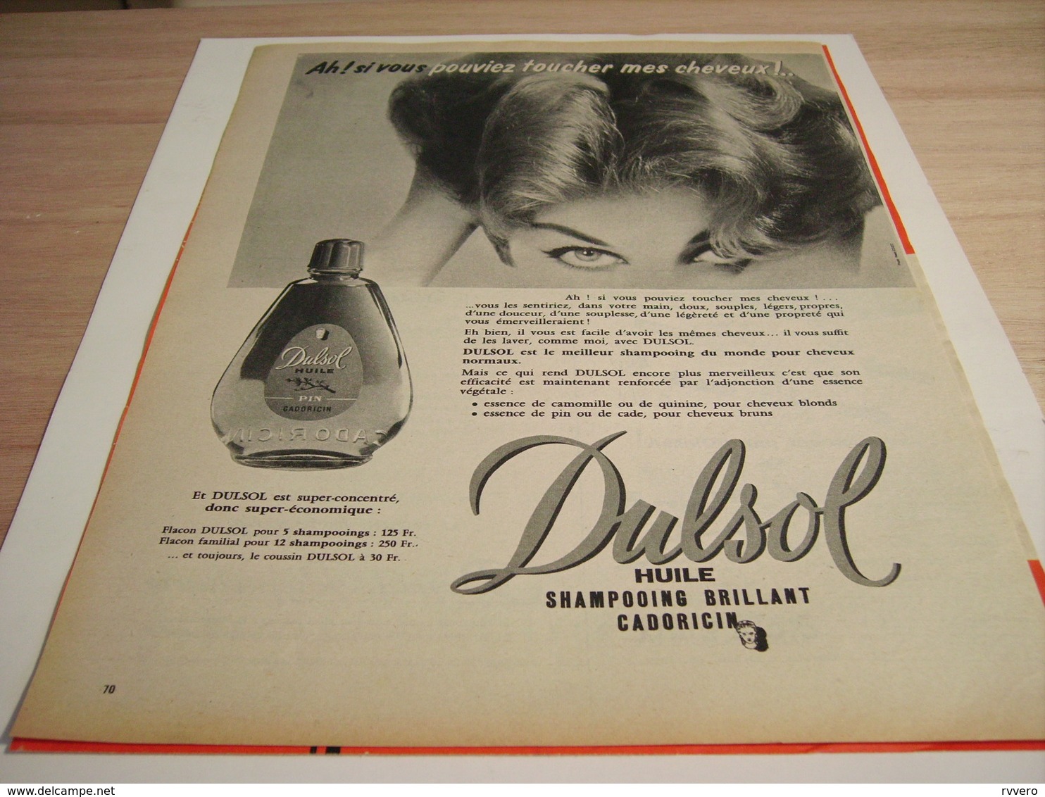 ANCIENNE PUBLICITE SHAMPOOING DULSOL  1957 - Autres & Non Classés