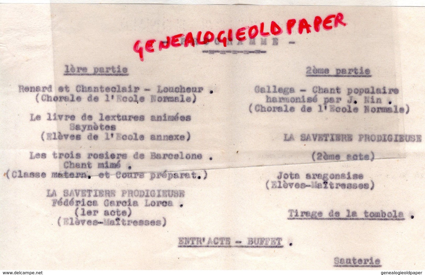 87 - LIMOGES- RARE PROGRAMME COLLEGE MODERNE TECHNIQUE JEUNES FILLES-1950- LUCETTE PASTY-  ECOLE NORMALE - Programma's