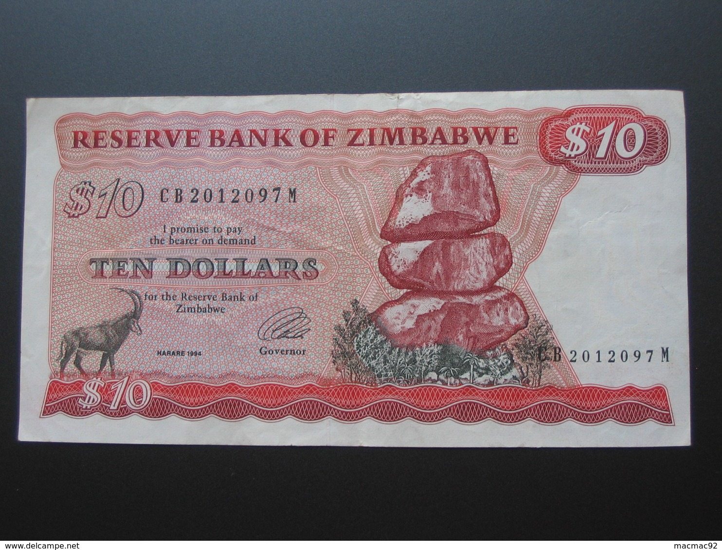 10 Ten  Dollars 1994 - Reserve Bank Of ZIMBABWE **** EN ACHAT IMMEDIAT **** - Zimbabwe