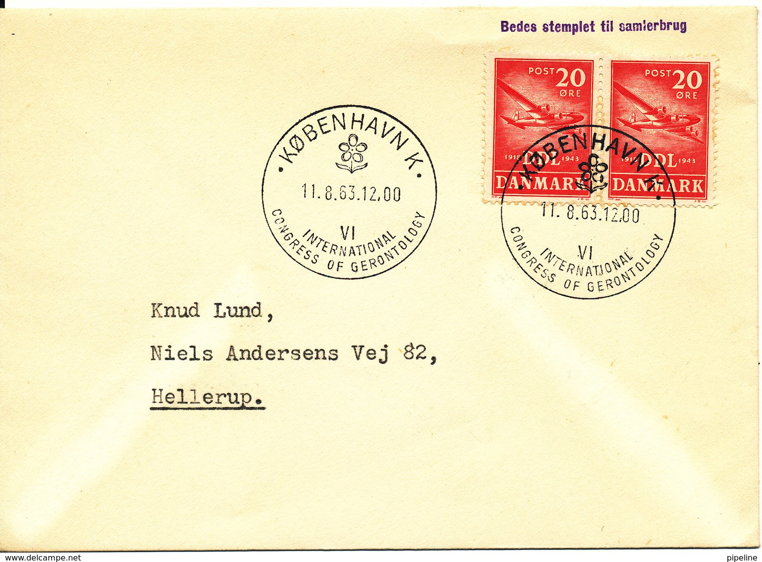 Denmark Cover With Special Cancel Copenhagen 11-8-1963 VI International Congress Of Gerontology - Covers & Documents