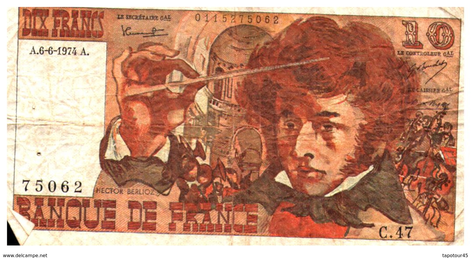 Billet  >  France > 10  Francs  A.6-6-1974.A. - 10 F 1972-1978 ''Berlioz''