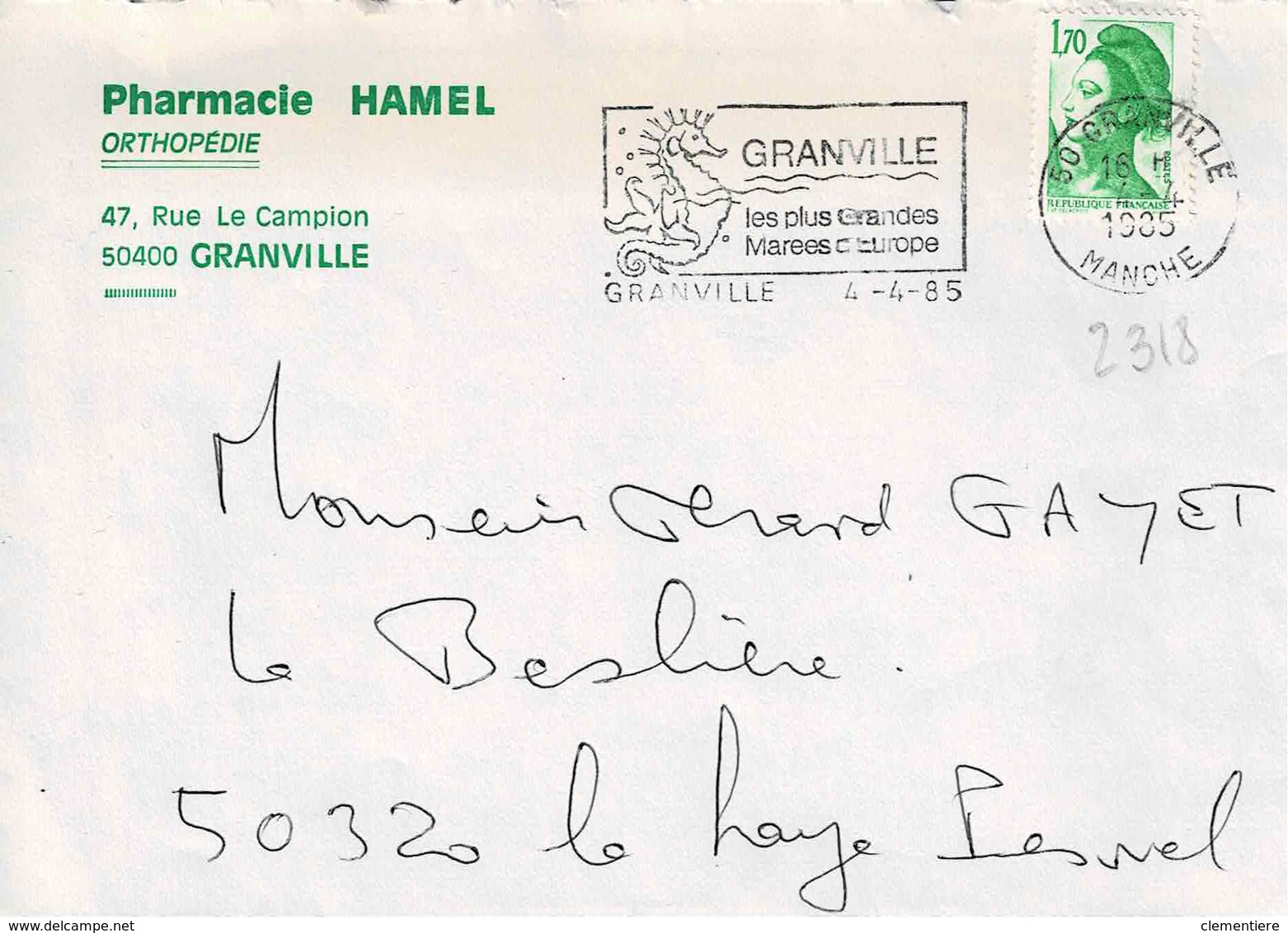TP N° 2318 Seul Sur Enveloppe De Granville - 1961-....