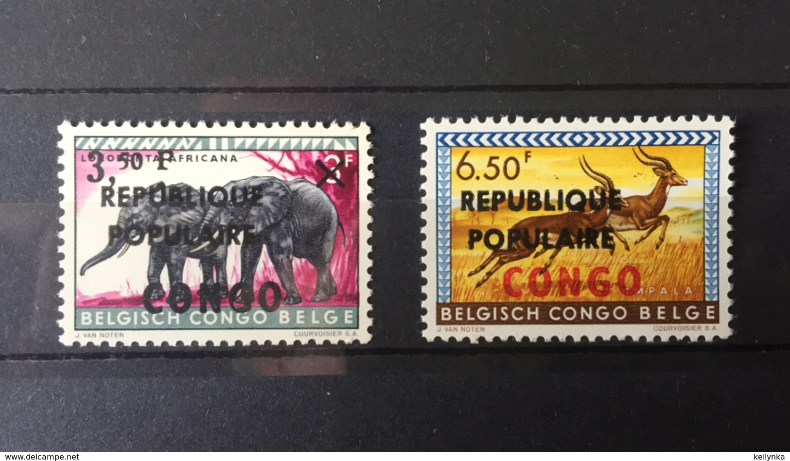 Belgian Congo - Katanga - Local Overprint - Stanleyville - 7 & 8 - Elephant & Impala - MNH - Katanga