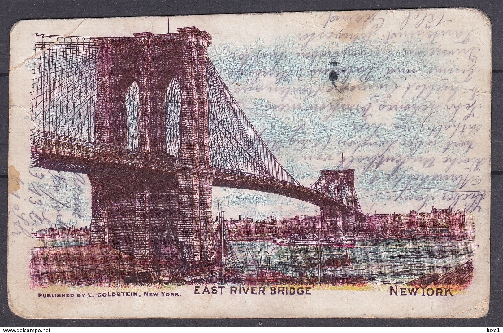 USA , NEW YORK  ,  EAST  RIVER BRIDGE , OLD  POSTCARD - Ponts & Tunnels