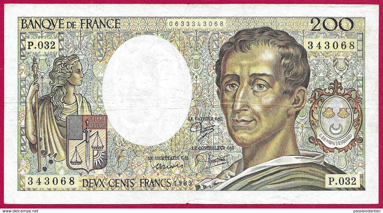 Billet De La Banque De France - Coupure De 200 Francs - Type Montesquieu - Année 1985 - 200 F 1981-1994 ''Montesquieu''