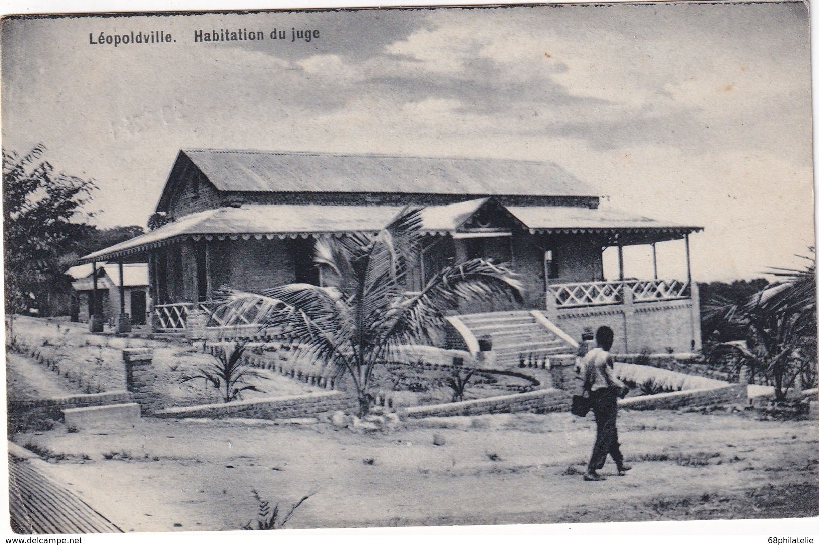 CONGO BELGE 1923 CARTE POSTALE LEOPOLDVILLE  LA MAISON DU JUGE - Congo Belge