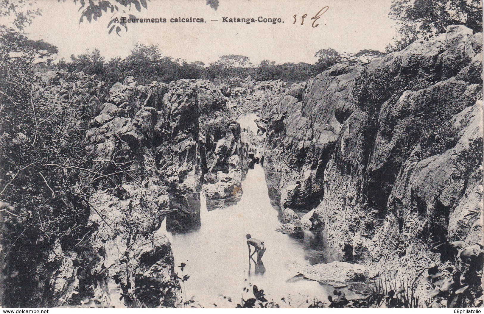 CONGO BELGE 1909 CARTE POSTALE   KATANGA AFFLEUREMENTS CALCAIRES - Congo Belge