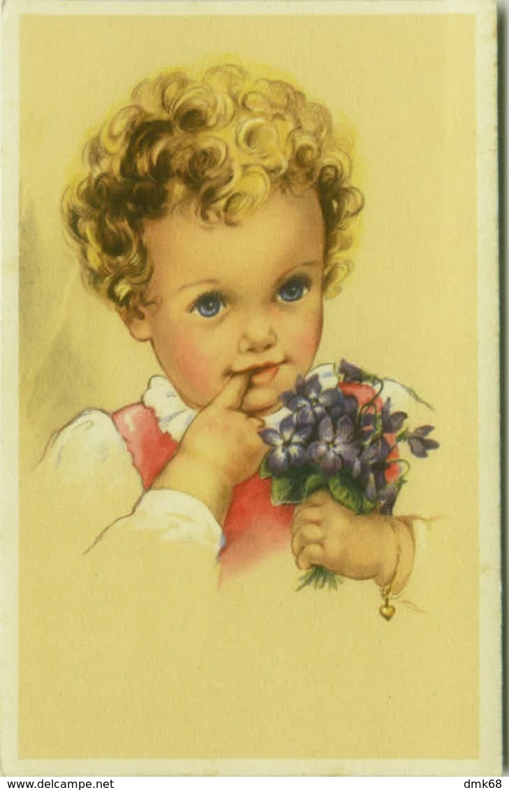 CHRISTIAN PAHL  1940s POSTCARD - GIRL & FLOWERS - N.0313/3  (BG159) - Autres & Non Classés