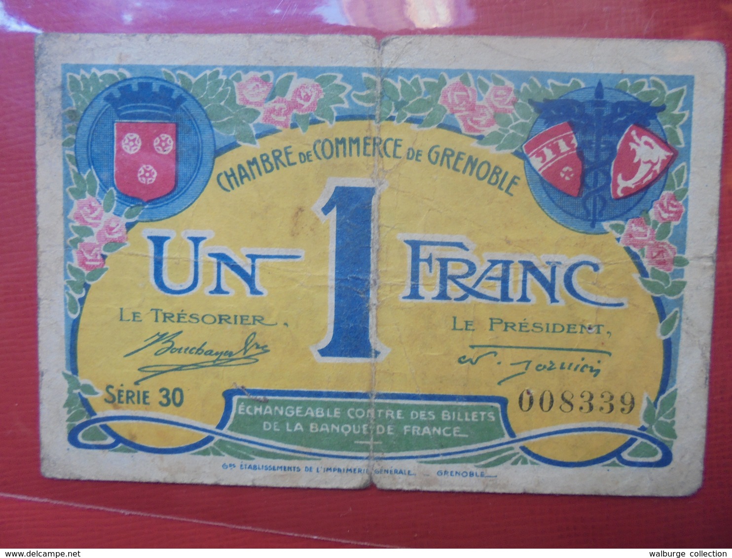 GRENOBLE 1 FRANC 1917 CIRCULER - Bons & Nécessité