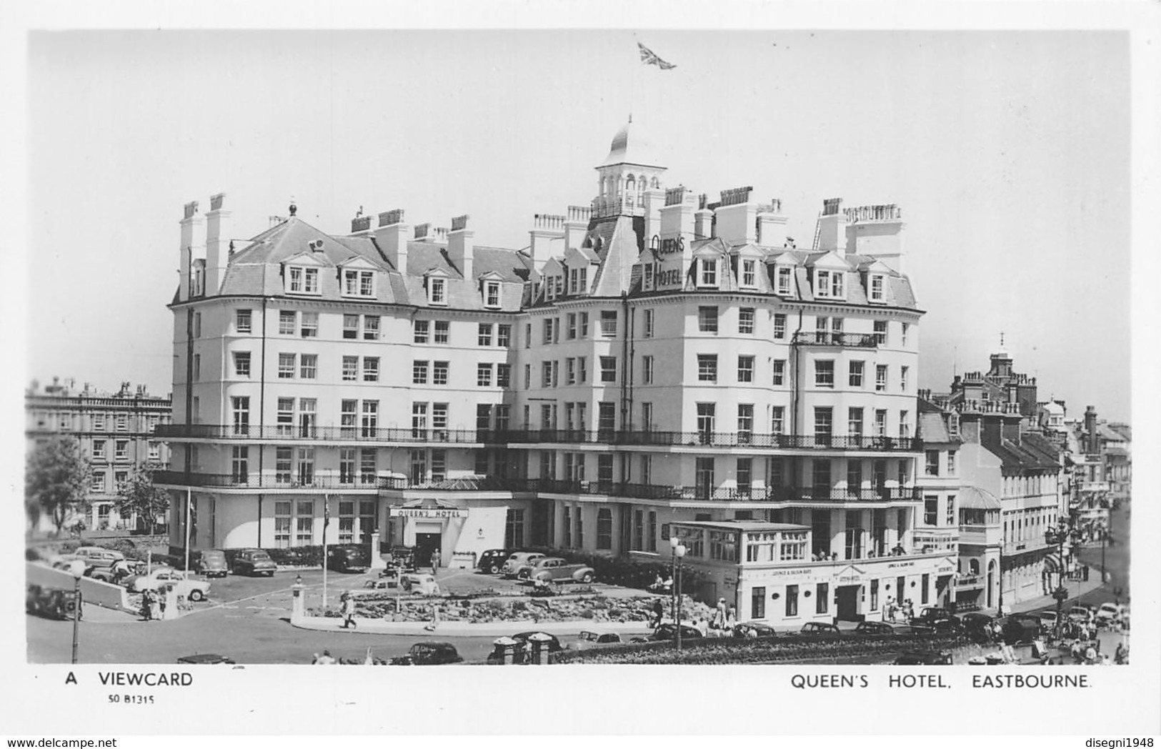 M07936 " QUEEN'S HOTEL-EASTBOURNE " ANIMATA-VARIE AUTO ANNI'50 CART ORIG. SPED. - Eastbourne