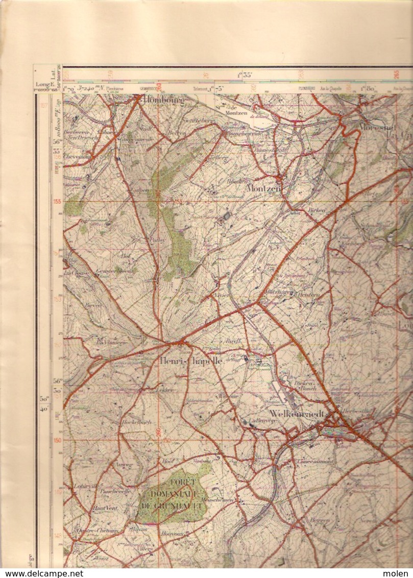 LIMBOURG Mesure 1872-1931 CARTE D ETAT-MAJOR 43 EUPEN WELKENRAEDT MONSCHAU ROTGEN MORESNET EYNATTEN WALHEIM WALHORN S400 - Limburg