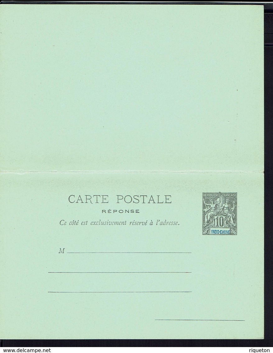 Indochine - Carte Entier Postal 10 Centimes Neuve Avec La Réponse - B/TB - - Briefe U. Dokumente