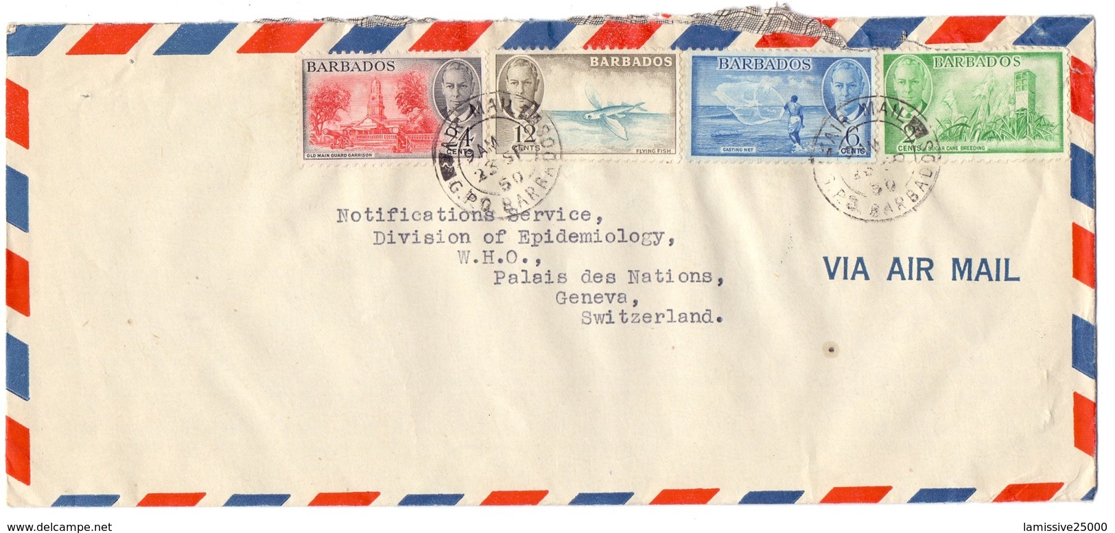 Barbade Lettre Pour La Suisse Cover Switzerland Poisson Volant Peche Canne A Sucre - Barbados (...-1966)