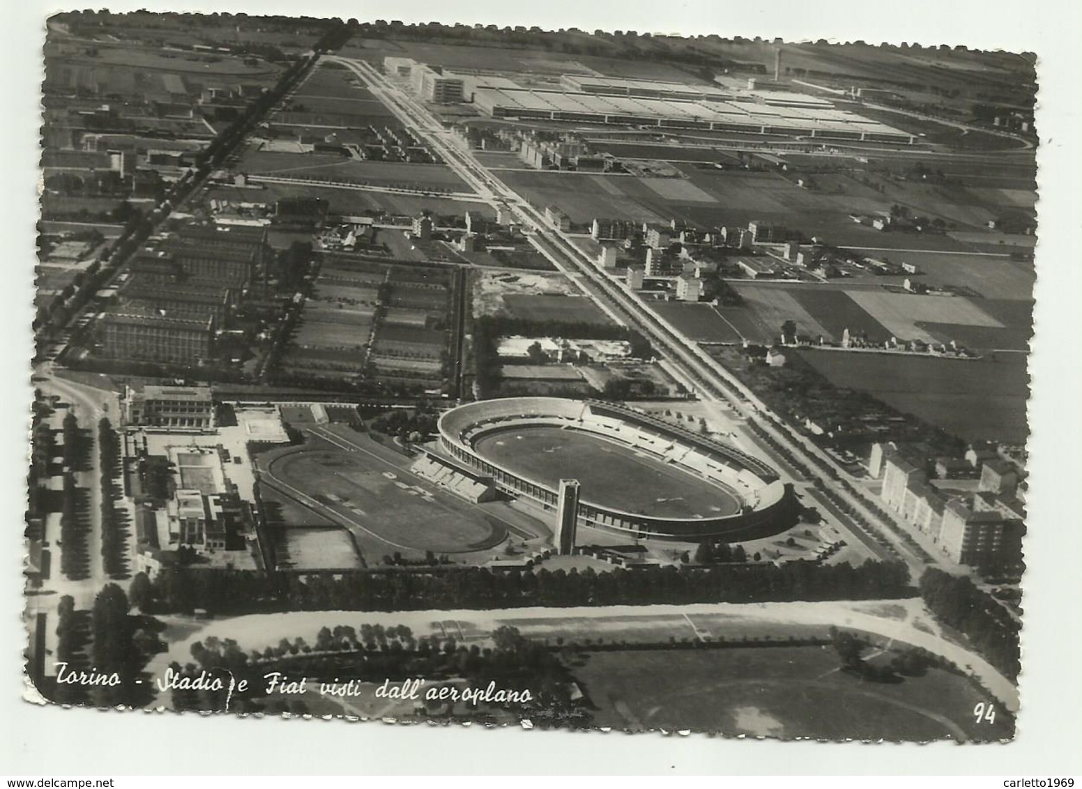 TORINO - STADIO E FIAT VISTI DALL'AEROPLANO    VIAGGIATA FG - Stadi & Strutture Sportive