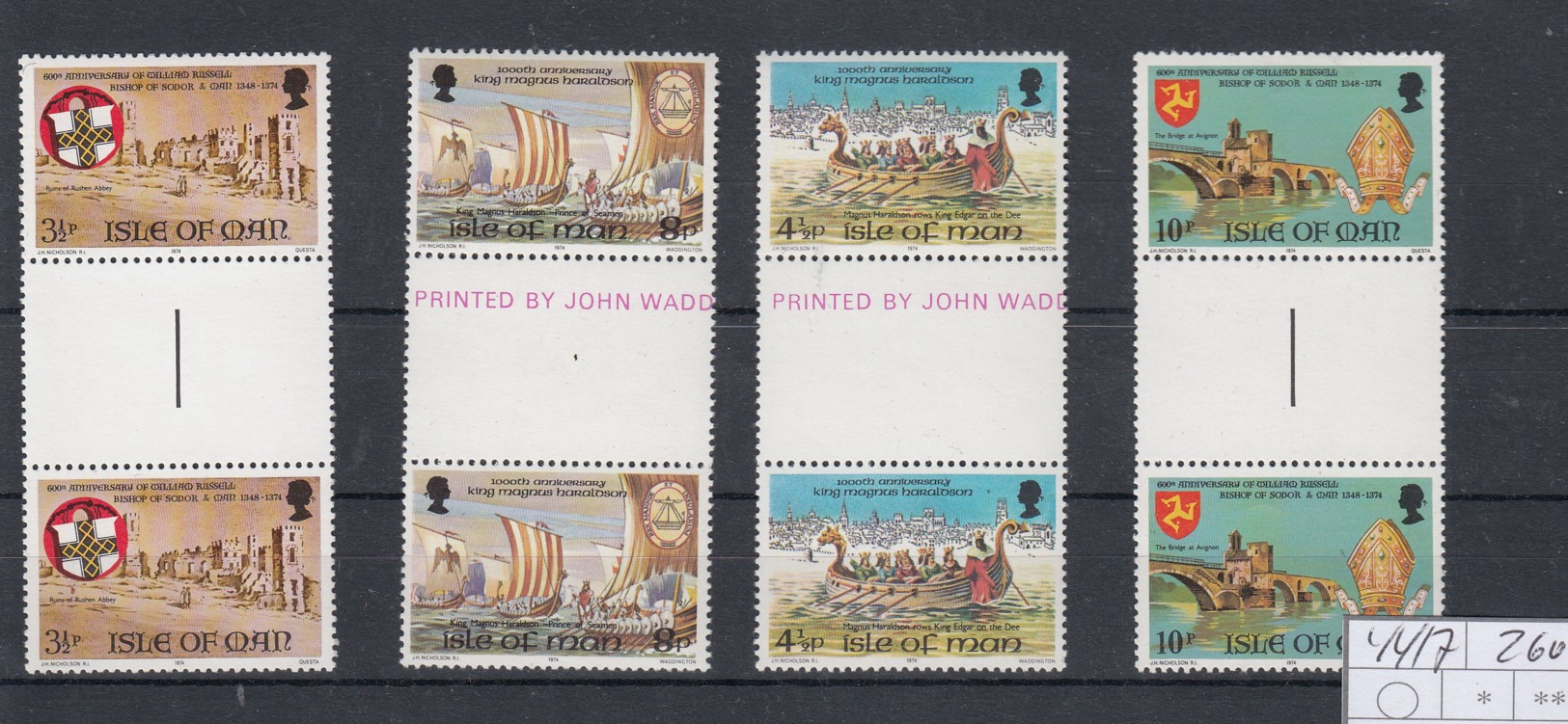 Insel Man (BBK) Michel Cat.No.  Mnh/** 44/47   Gutter Pairs - Man (Ile De)