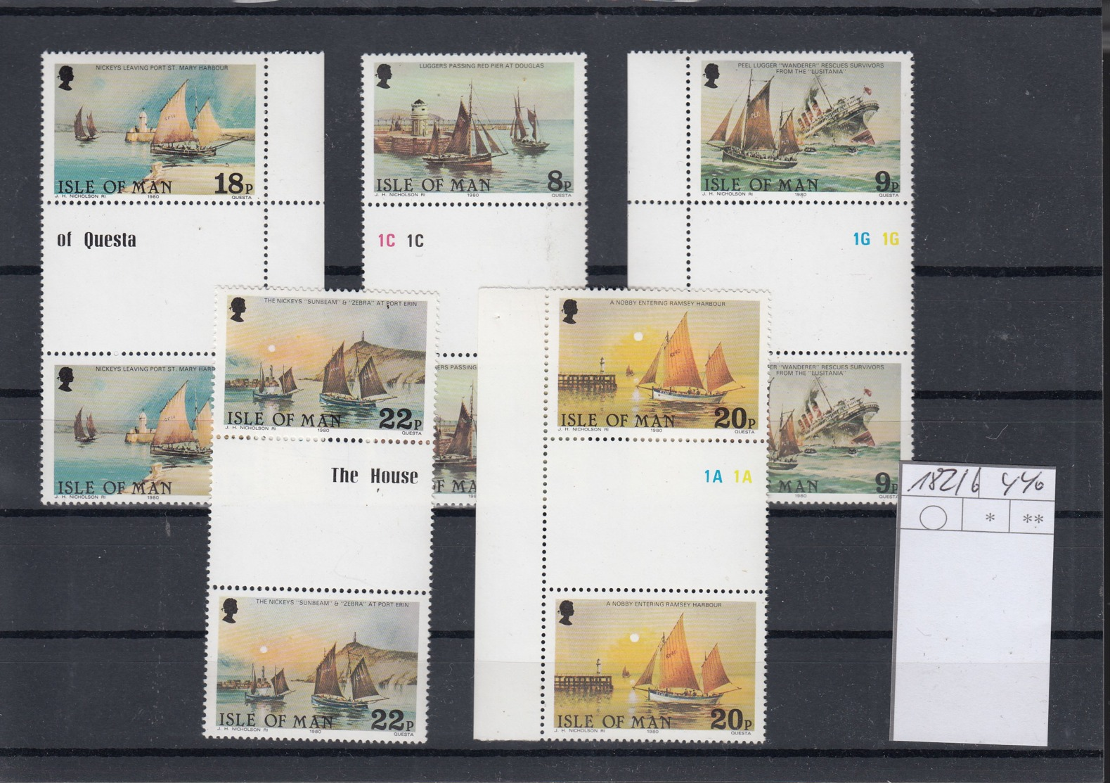 Insel Man (BBK) Michel Cat.No.  Mnh/** 182/186   Gutter Pairs - Man (Ile De)