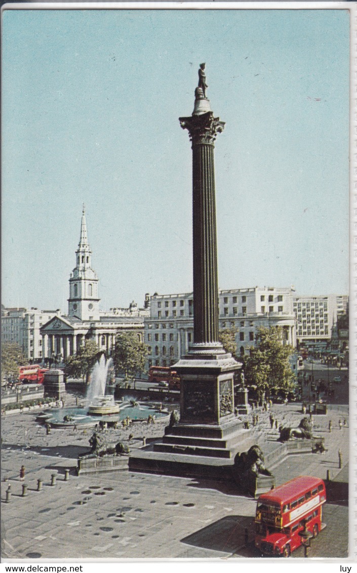 LONDON - Nelson Column At Trafalgar Square,  Bus, Autobus  Used 1969 - Trafalgar Square