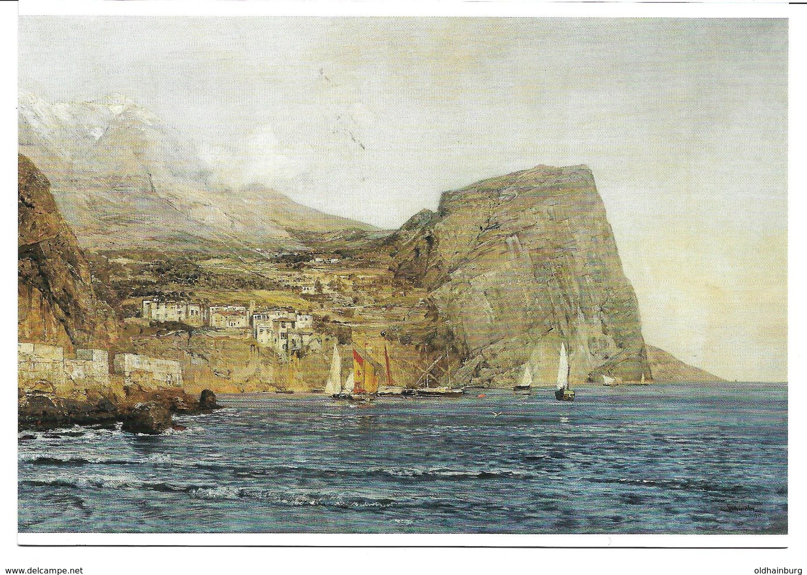 3001u: Kunst- AK Emil Jakob Schindler (1842-1892), Küstenlandschaft In Dalmatien, Belvedere, Ungelaufen - Vor 1900