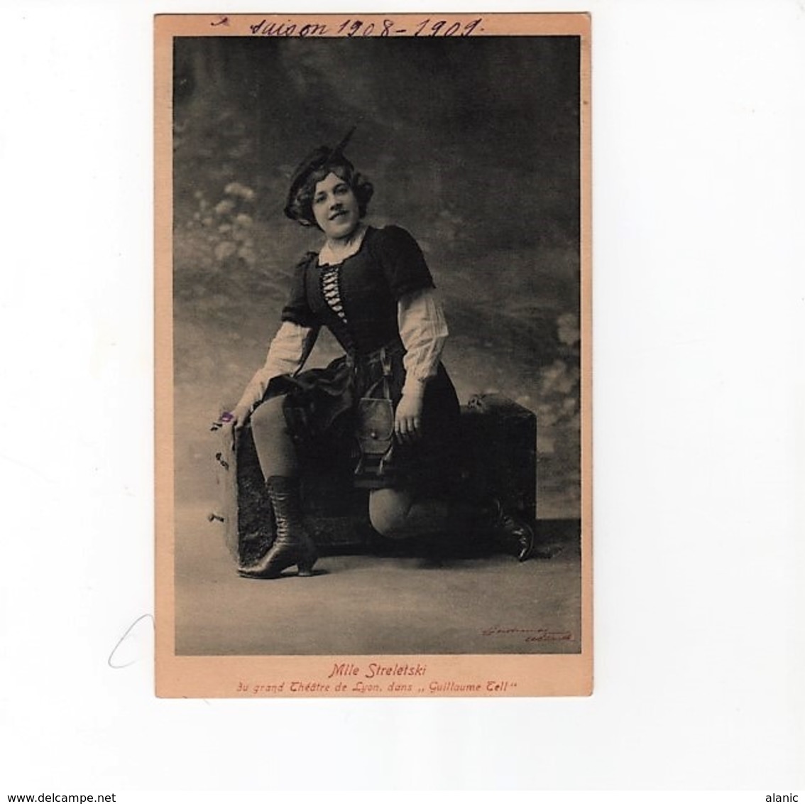 Artistes Saison 1908-1909/ Mlle Streletski   Dans " Guillaume Tell"-Cliché Signé Boissonnas -- Circulée-peu Commune - Artiesten