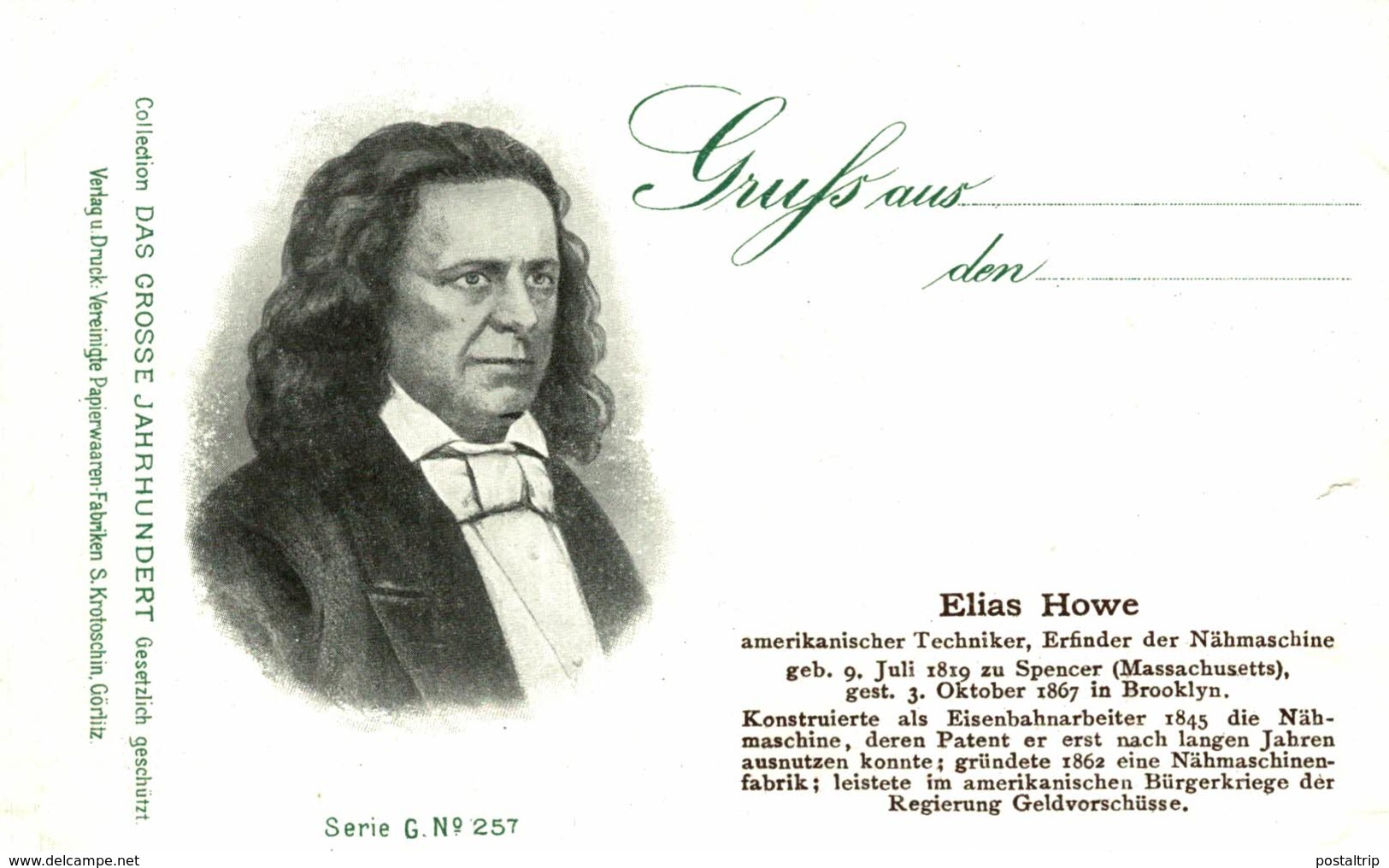 GRUSS AUS ........ DEN    ELIAS HOWE  DAS GROSSE JAHRHUNDERT - Otros & Sin Clasificación