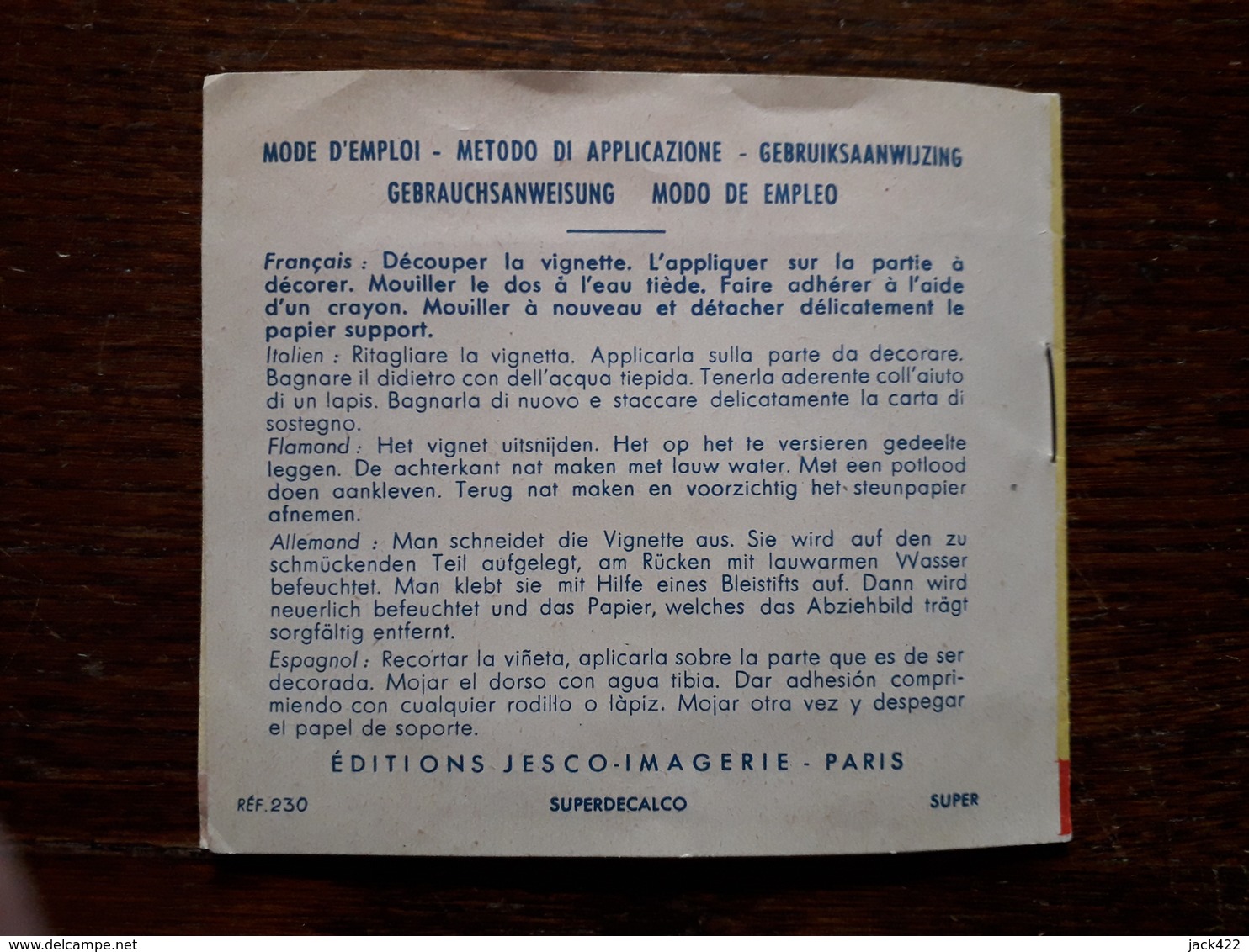 L18/162 Decalcomanie.Editions Jesco Paris. Egypte. - Autres & Non Classés