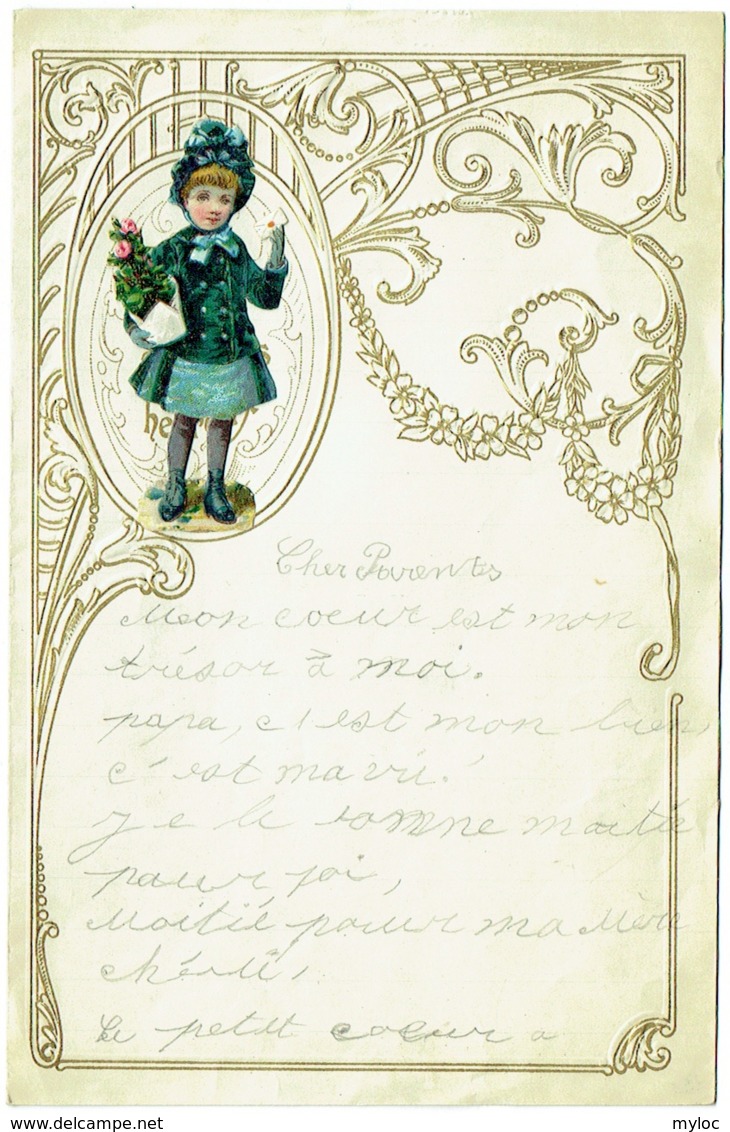 Lettre Gaufrée D'Enfant Avec Découpi. 1913. - Children