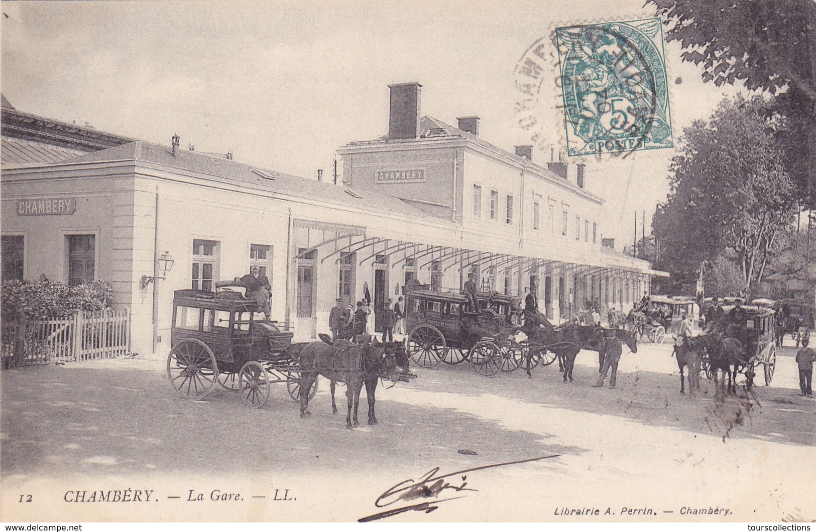 CPA 73 @ CHAMBERY - La Gare En 1904 - Taxis Diligences - Chambery