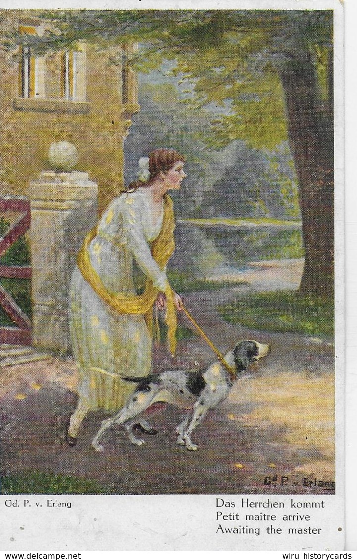 AK 0208  Erlang , Gd. P. V. - Das Herrchen Kommt / Künstlerkarte Um 1910-20 - Hunde