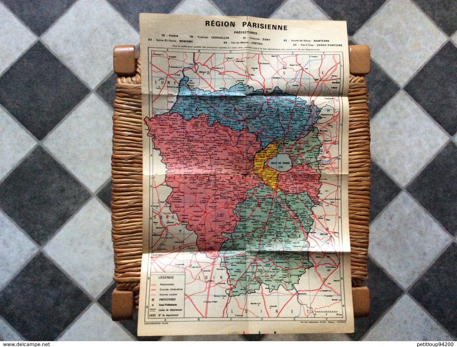 ANCIENNE CARTE GÉOGRAPHIQUE RÉGION PARISIENNE Préfectures  CARTOGRAPHIE OLLER  Chantepie - Cartes Géographiques