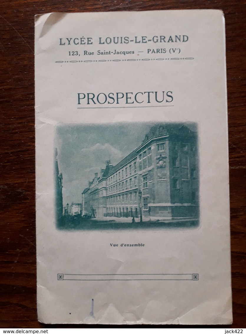 Prospectus Avec Lettre. Lycée Louis Le Grand. Paris. 1936 - Programs