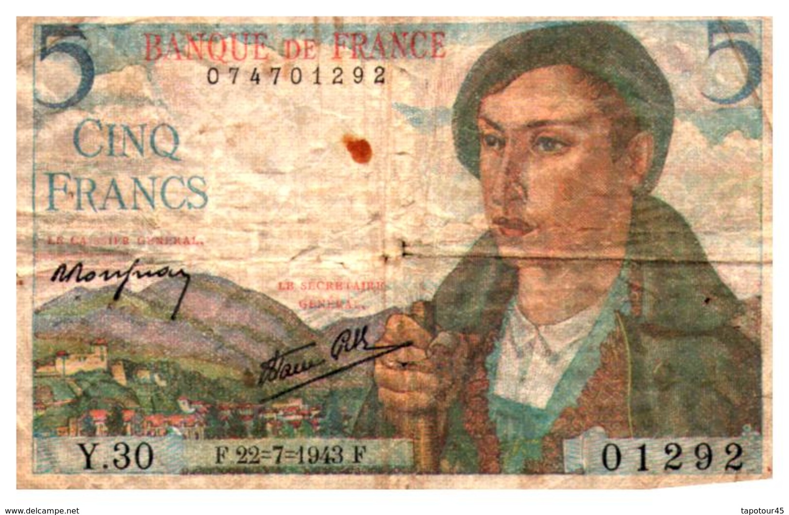 Billet > France > 5 Francs  F.25=7=1943.F. - 5 F 1943-1947 ''Berger''