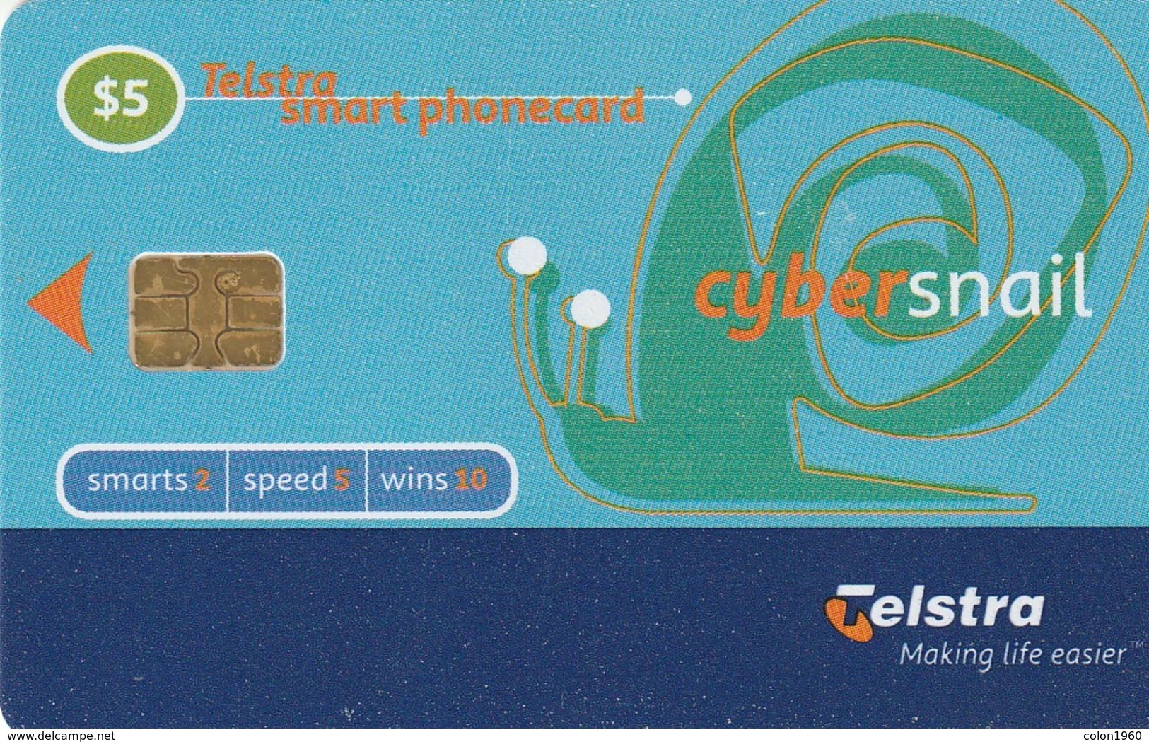 TARJETA TELEFONICA DE AUSTRALIA. Cyber Snail (Exp. 01/2002). 99005041N-3. "for Use In Telstra Payphones Only" (022). - Australia