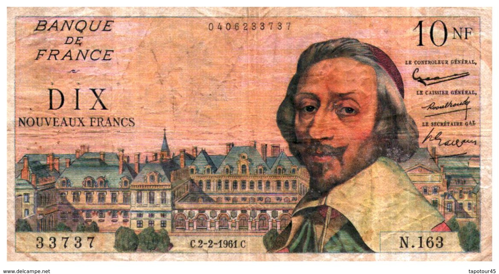 Billet > France > 10 N F   C.2-2-1961.C. - 10 NF 1959-1963 ''Richelieu''