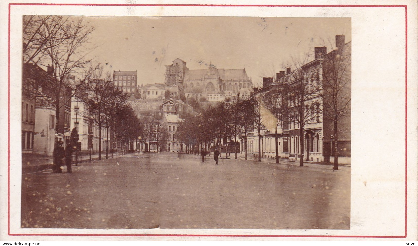 LIEGE. Vue Du Boulevard Et De L'église Sainte-Marie En Travaux. Photo CDV Années 1860. - Anciennes (Av. 1900)