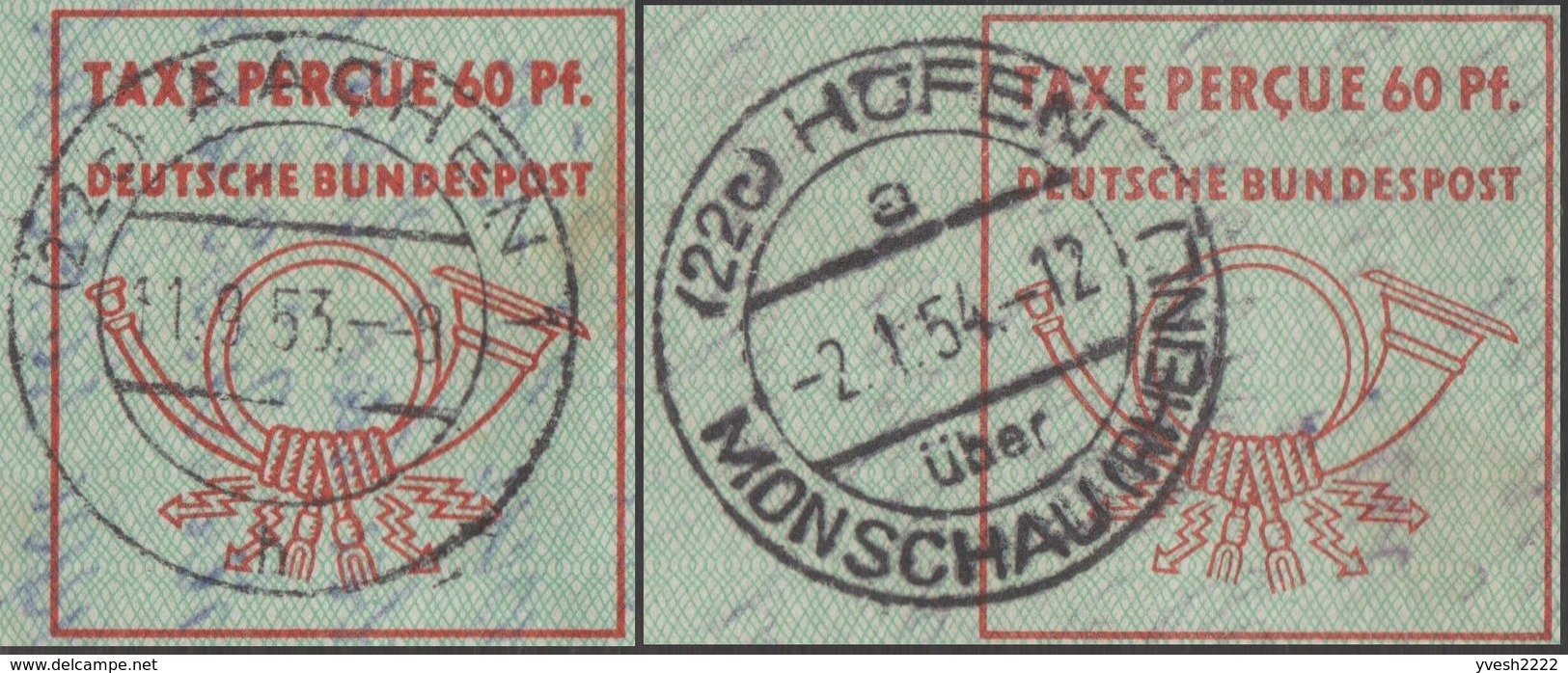 Allemagne Fédérale 1951, 2 Aérogrammes Couleurs Différentes. Pour Les USA, Usage Commercial - Sobres - Usados