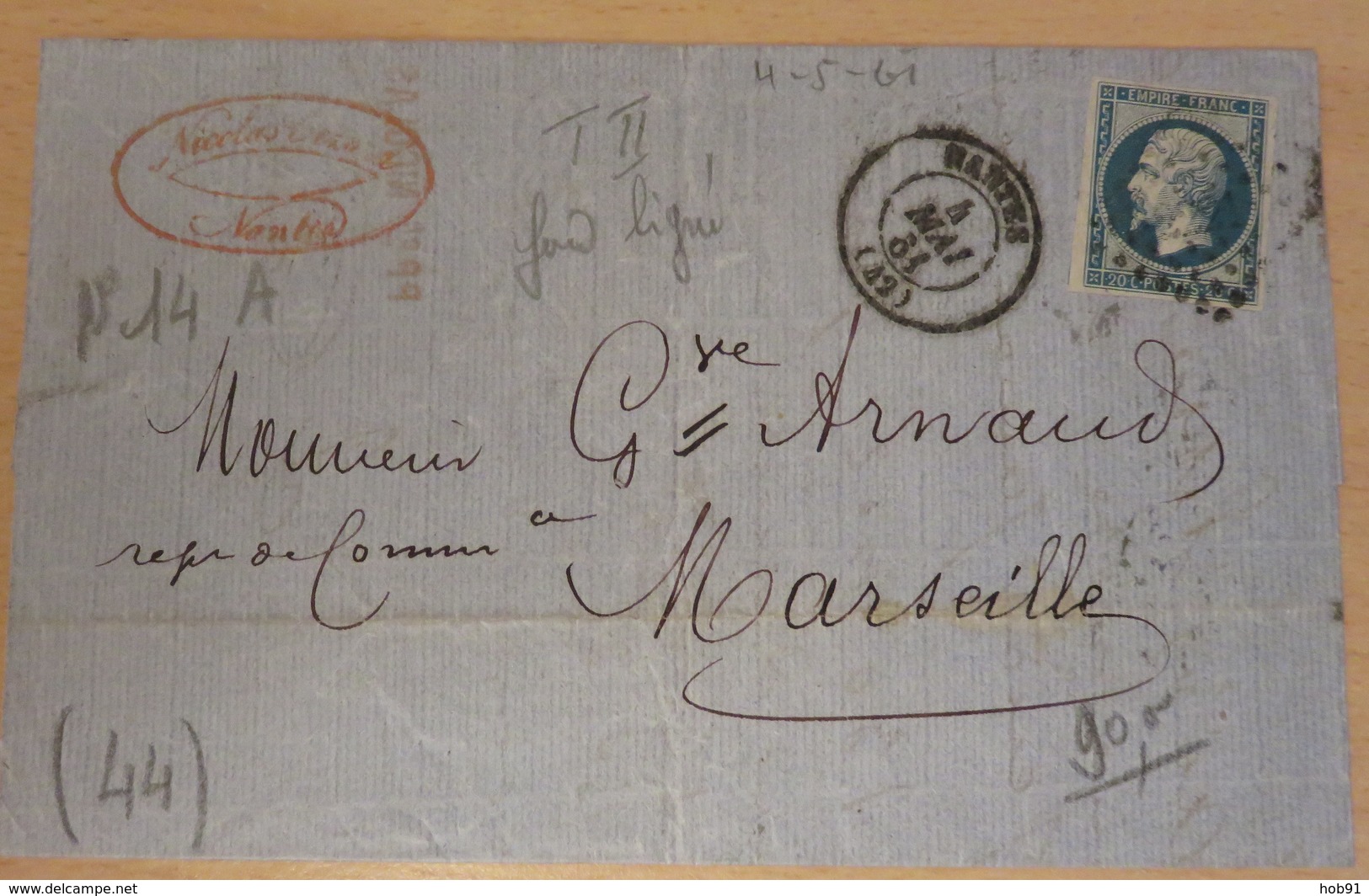 LAC, N°14B, Nantes à Marseille, 04-0-61 (B42-L6) - 1849-1876: Classic Period