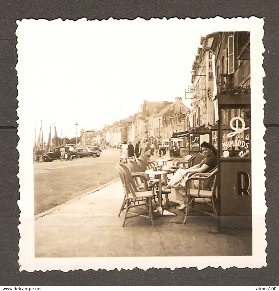 PHOTO ORIGINALE 1948 - CALVADOS (14) TROUVILLE AOUT 1948 LE PORT BAR RESTAURANT HOMARD COMMERCES - Lieux