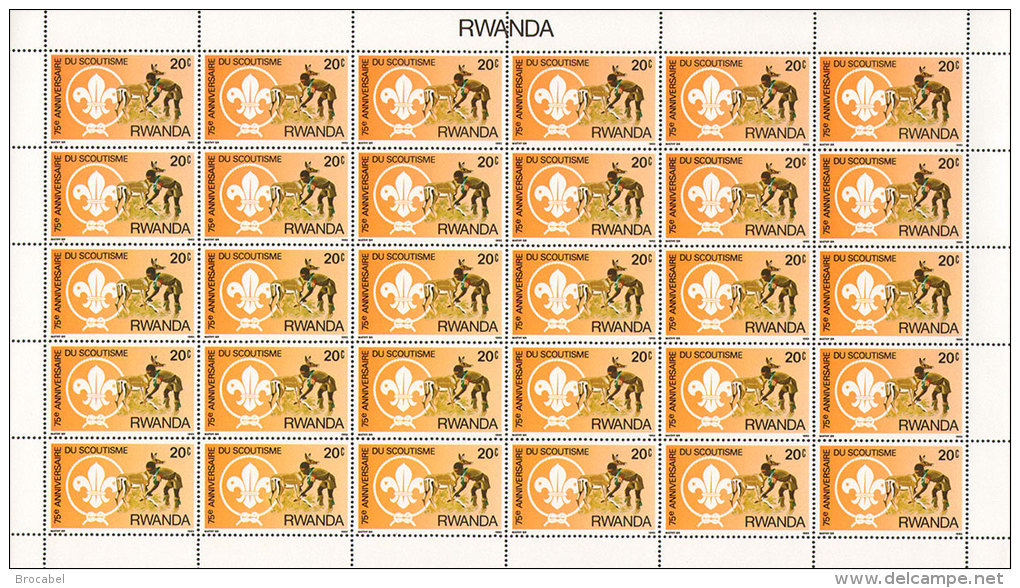 Rwanda 1141** 20c  Scoutisme  Sheet / Feuille De 30  MNH - Nuevos