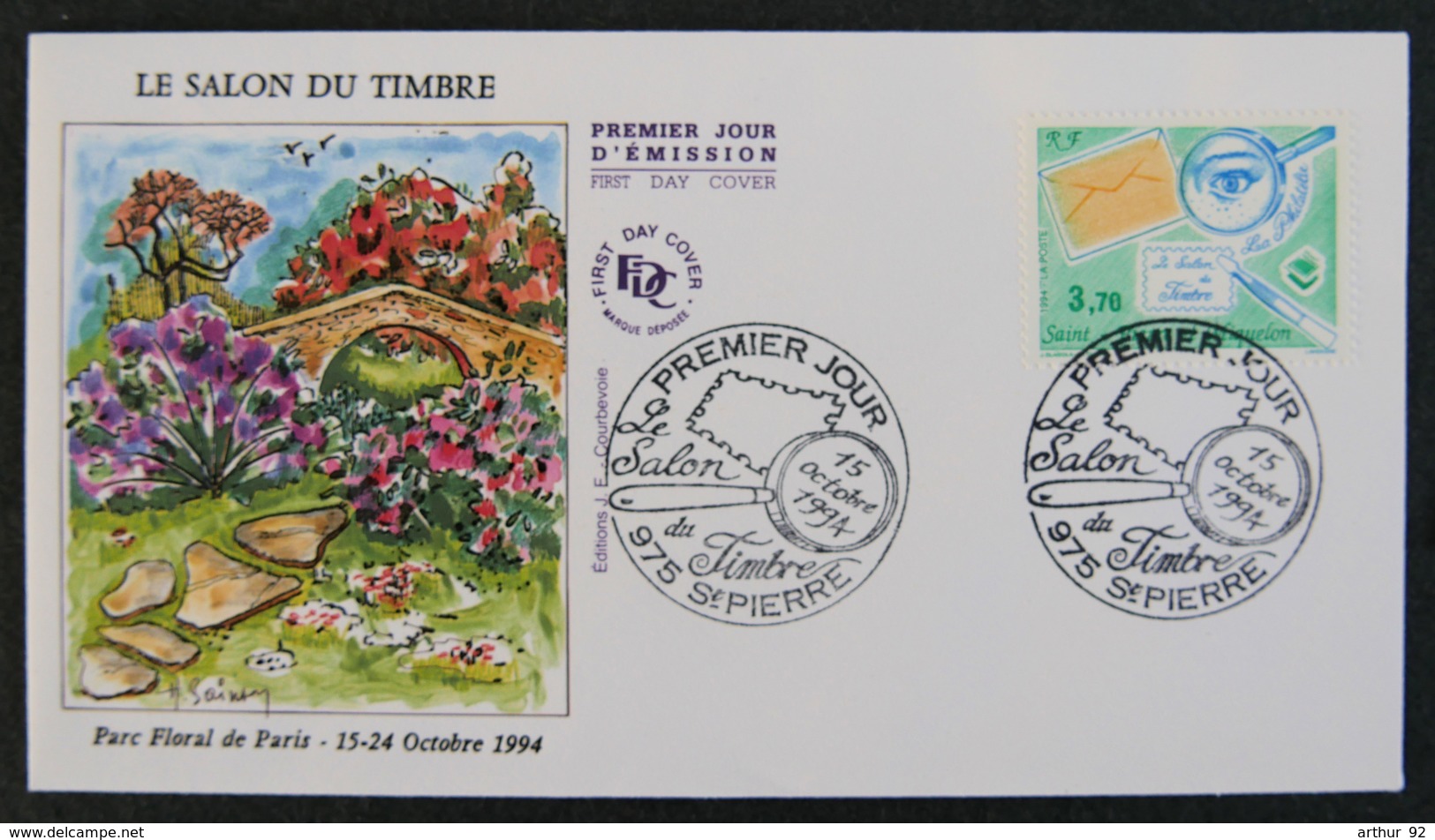 ST PIERRE ET MIQUELON - 1994 - FDC 606 - SALON DU TIMBRE 1994 - PARC FLORAL DE PARIS 1994 - FDC