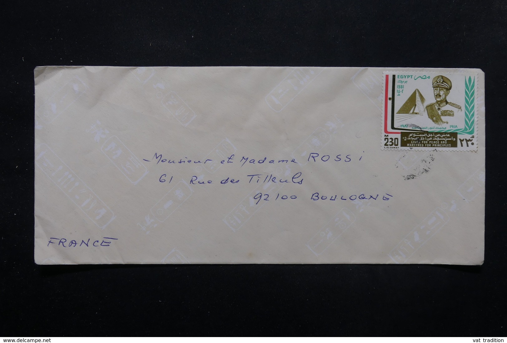 EGYPTE - Enveloppe Pour Boulogne / Seine , Période 1981 - L 27531 - Lettres & Documents