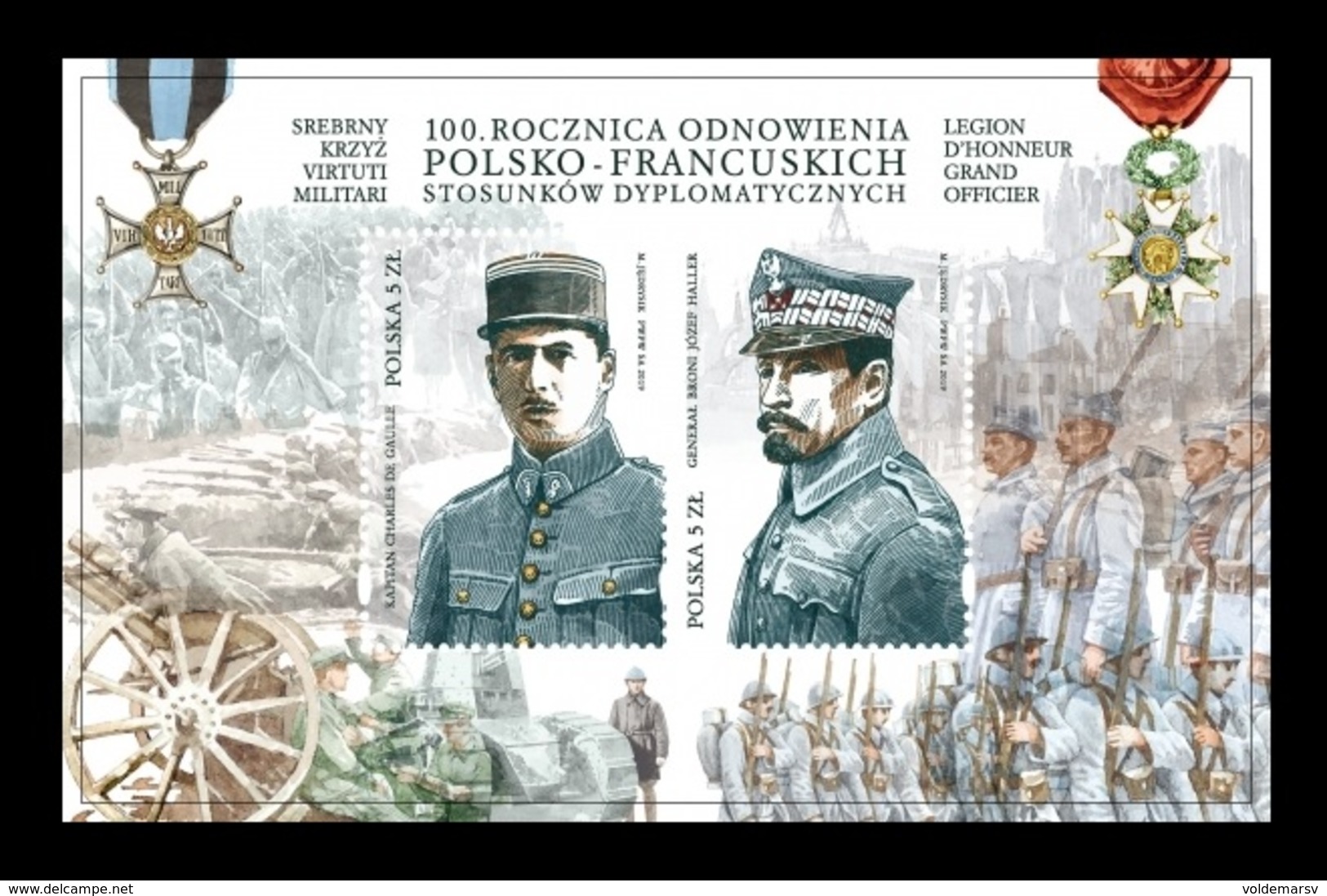 Poland 2019 Mih. 5101/02 (Bl.282) Generals Charles De Gaulle And Jozef Haller (joint Issue Poland-France) MNH ** - Unused Stamps