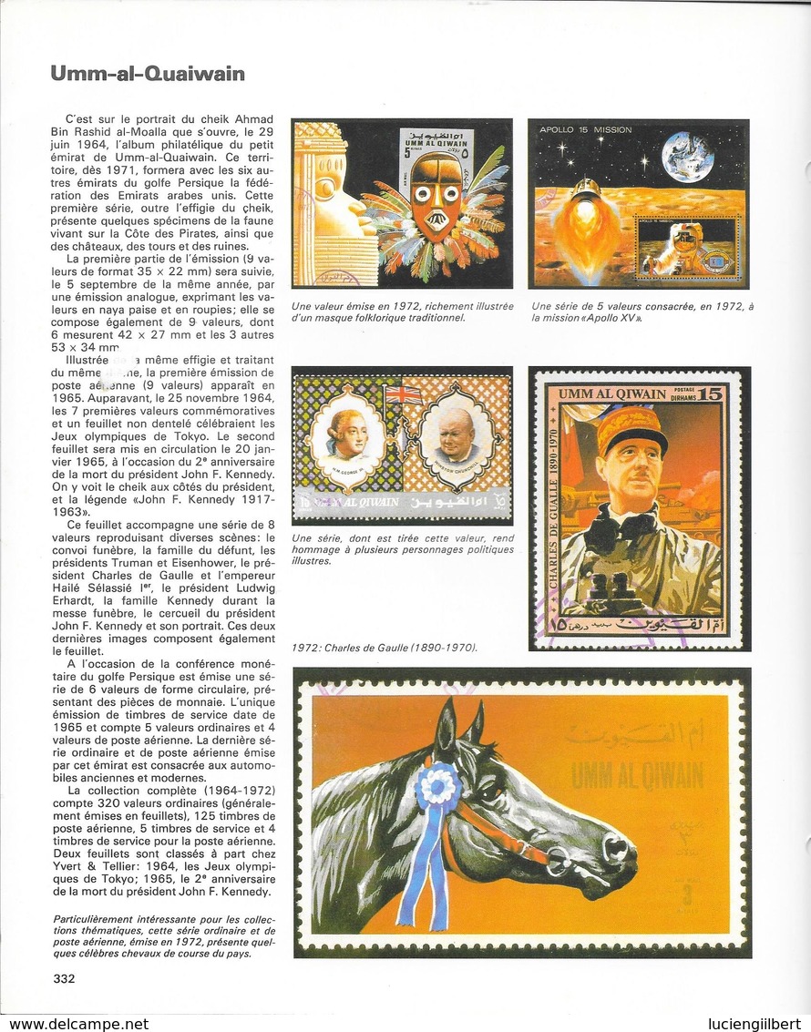 UMM AL QUAIWAIN   -  HISTOIRE GEO DU PAYS + 5 TIMBRES EXPO PHILATELIQUE INTERNATIONALE? + 2 TABLEAUX  -  1966/1968 - Umm Al-Qaiwain