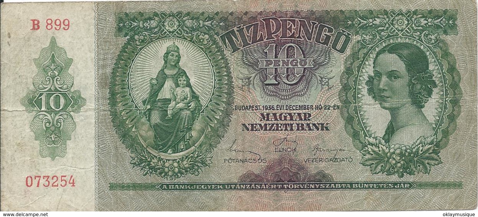 10 Pengo 1936 (recto) - Hongrie