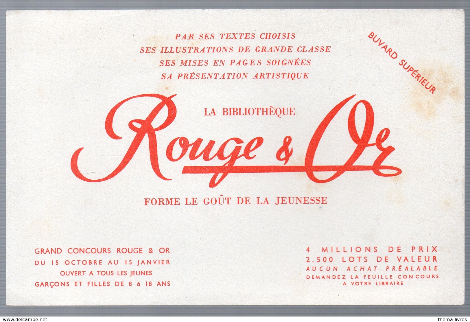 Buvard ROUGE ET OR Bibliothèque  (PPP10521) - R