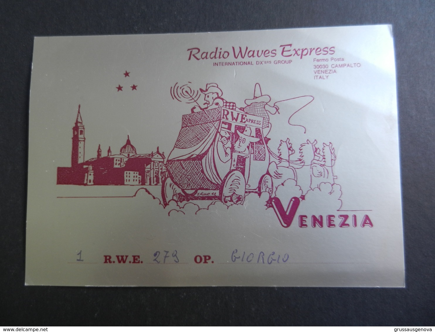 19917) RADIOAMATORE VENETO VENEZIA RADIO WAWES EXPRESS CARTOLINA CON CODICI - Otros & Sin Clasificación